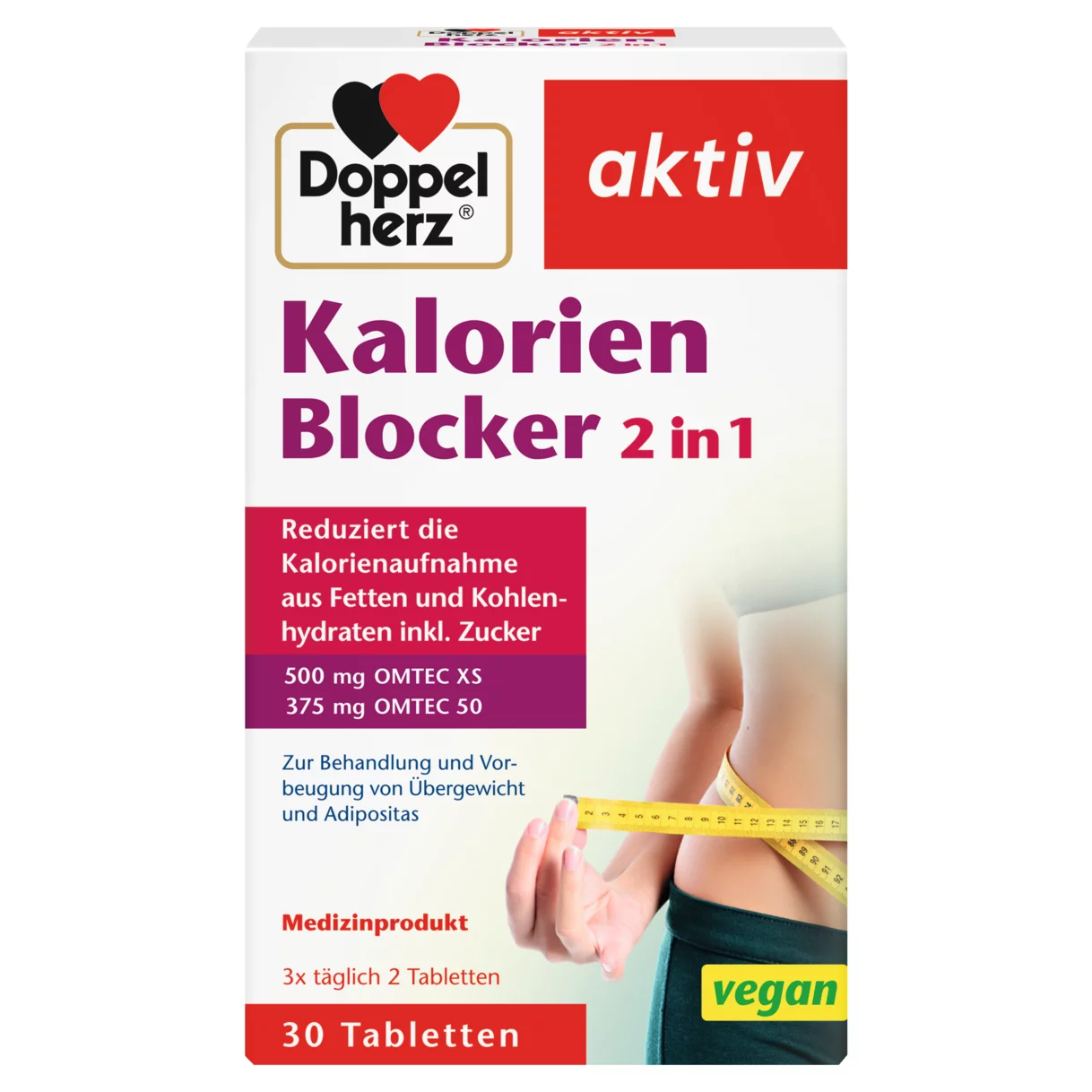 Abbildung der Produktverpackung Doppelherz aktiv Kalorien Blocker 2 in 1 Frontansicht